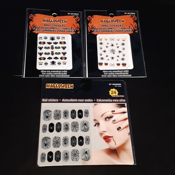 ⚡3/$10⚡ *NEW* HALLOWEEN NAIL STICKERS SET Cobwebs Spiders Skulls Spiderwebs - Picture 1 of 4
